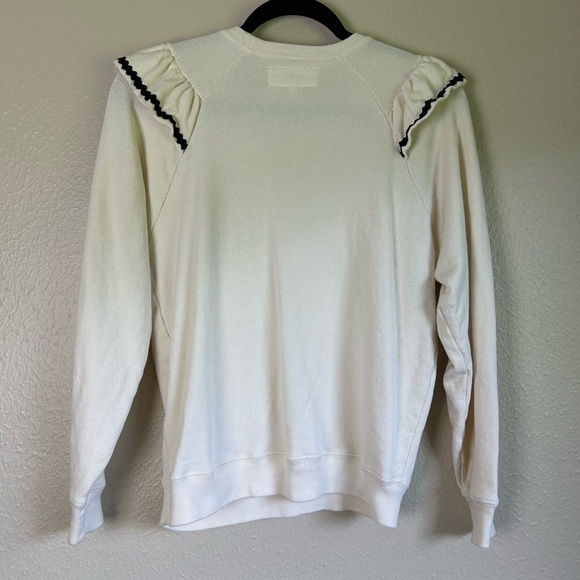 THE GREAT Shrunken Ruffle Sweatshirt Washed White - Picture 4 of 8